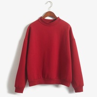 Kobieta bluzy 2021 słodki koreański O-neck dzianinowe swetry gruby jesień zima cukierki kolor luźne bluzki z kapturem solidna odzież damska 3